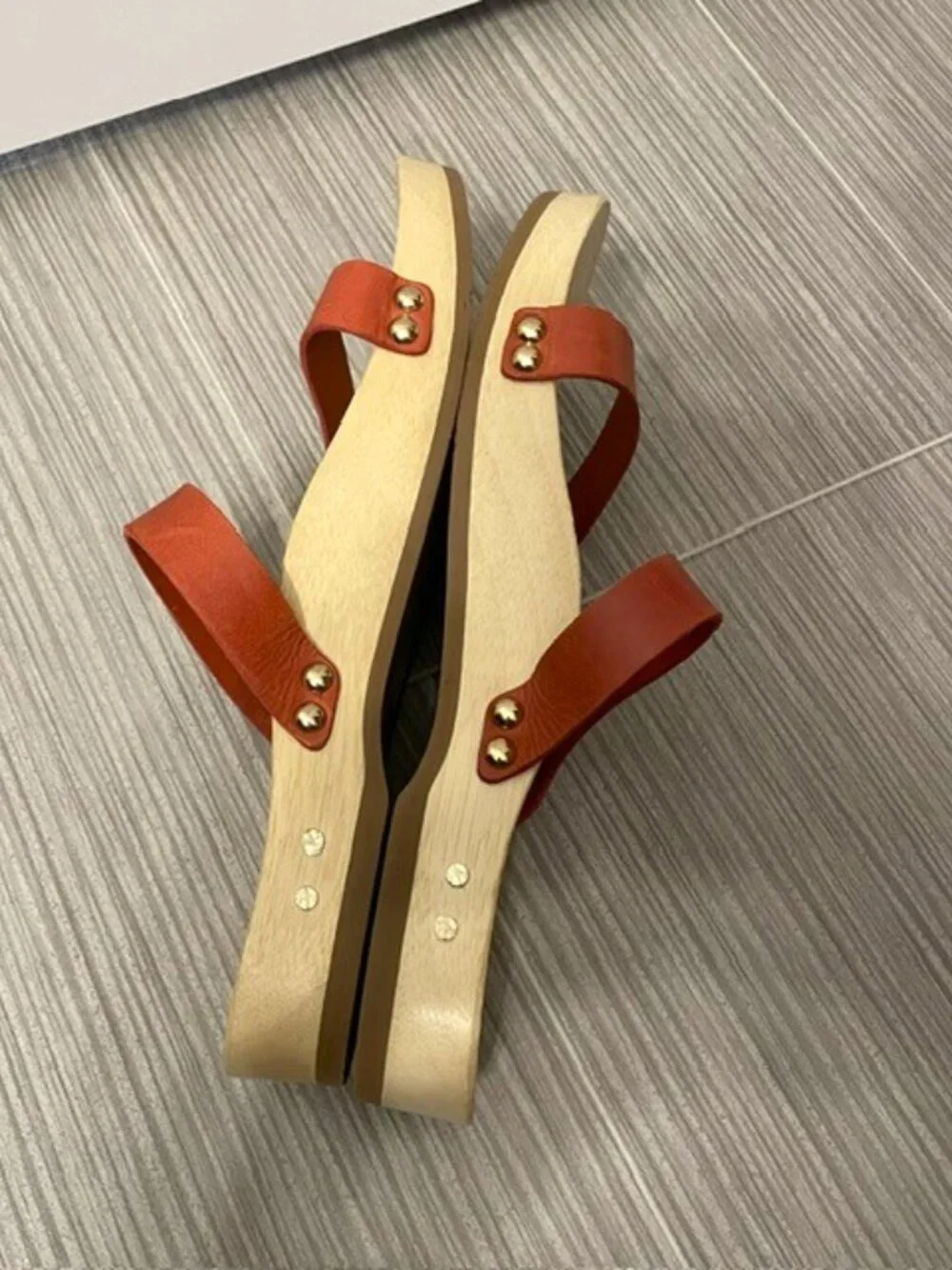NEW Beek Dipper Double Band Slip On Leather Sandals Red Size 8